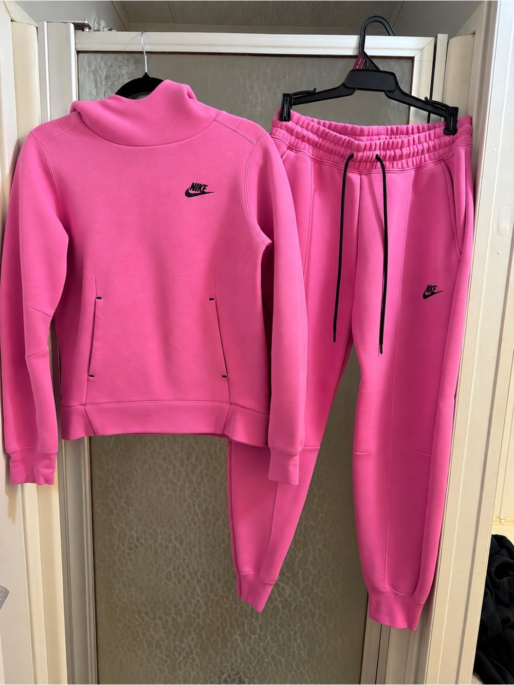Nike Women's Pink Funnel Neck Hoodie & Jogger Set